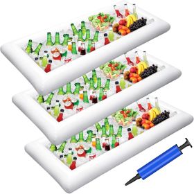 Inflatable Serving Bars Ice Buffet Salad Serving Trays Food Drink Holder Cooler Containers Indoor Outdoor BBQ Picnic Pool Party Supplies Luau Coo (Style: 3 PCS)